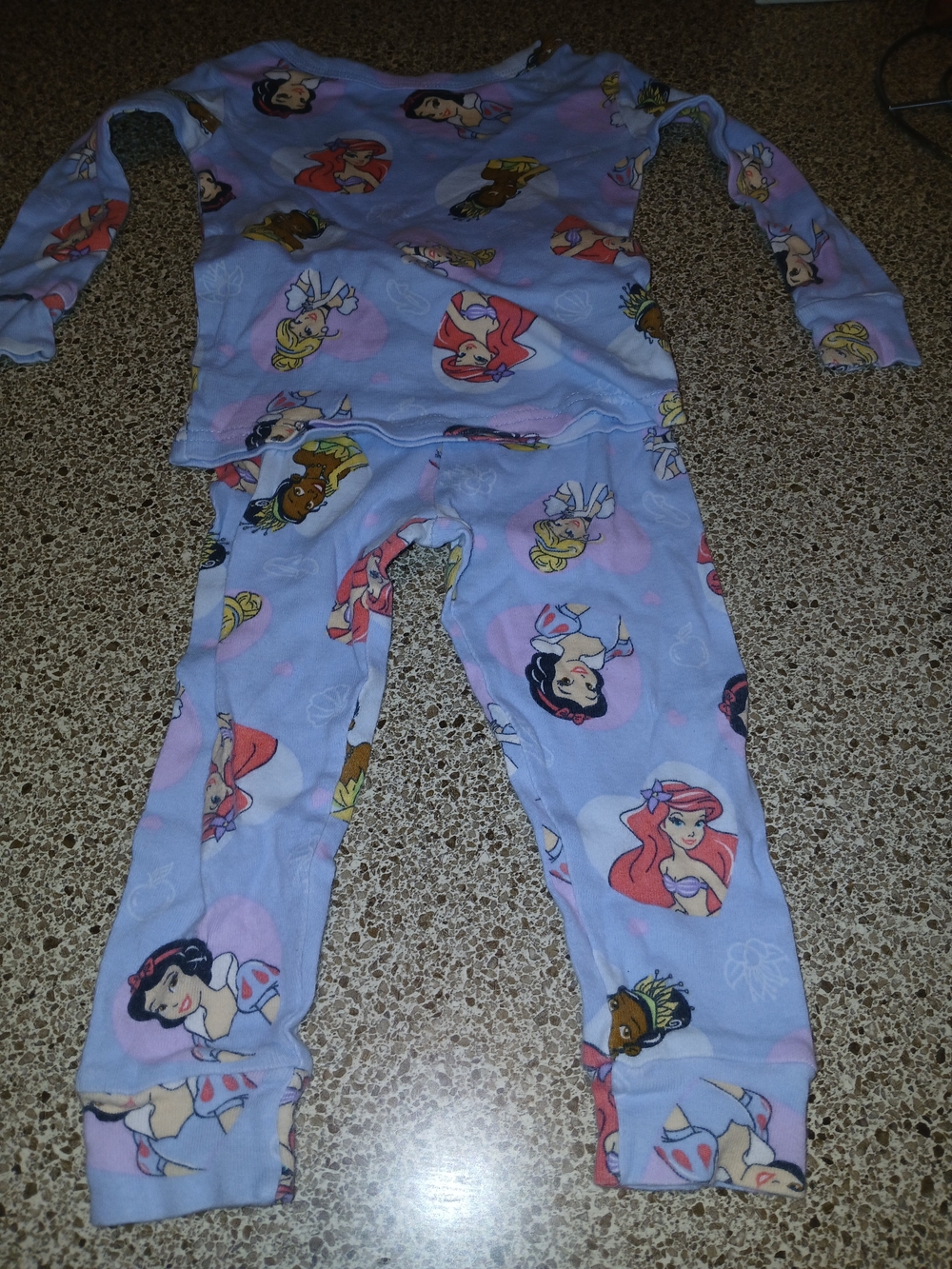 Disney Purple Princess Pajama Set with Multicolor Character Prints